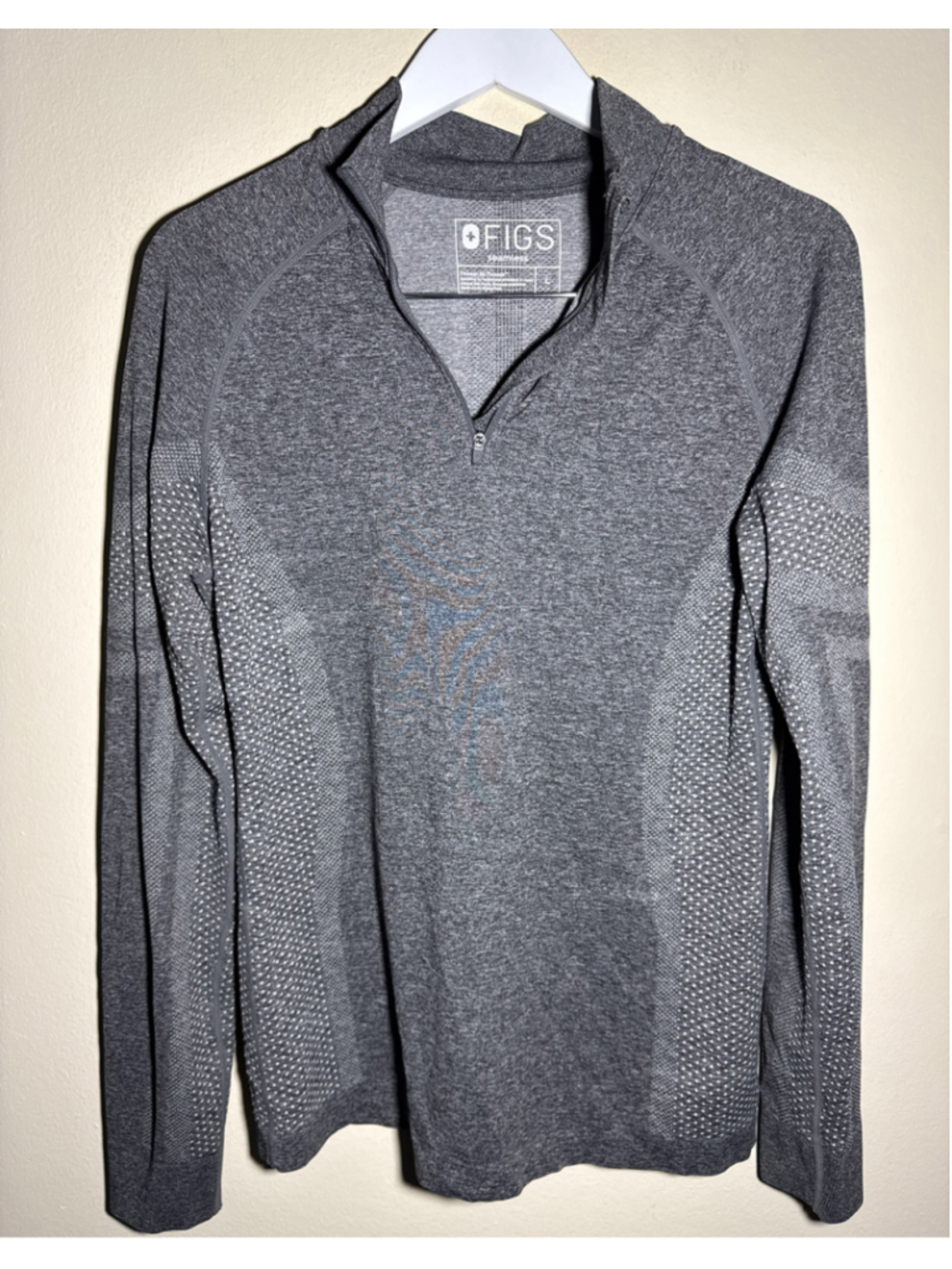 FIGS Seamless Long Sleeve Quarter Zip Top Grey Size L